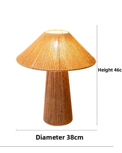 Japanese-style wabi-sabi wind table lamp living room ins bed and breakfast bedroom bedside lamp retro handmade grass weaving