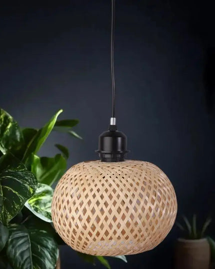 Artisan Rattan Lampshade Pendant Light Bamboo Fixture for Home Dining Area & Restaurant Lighting