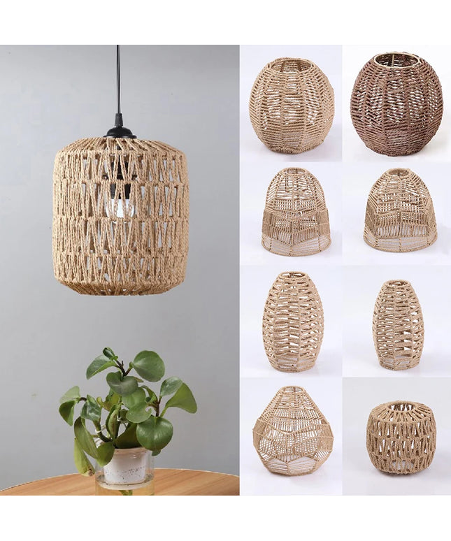 Cubierta De Lámpara De Ratán Simulada, Lámpara De Araña Vintage, Hogar,