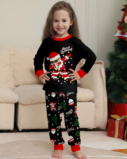 Family Christmas Loungewear Sets - Dancing Santa & Christmas Elements