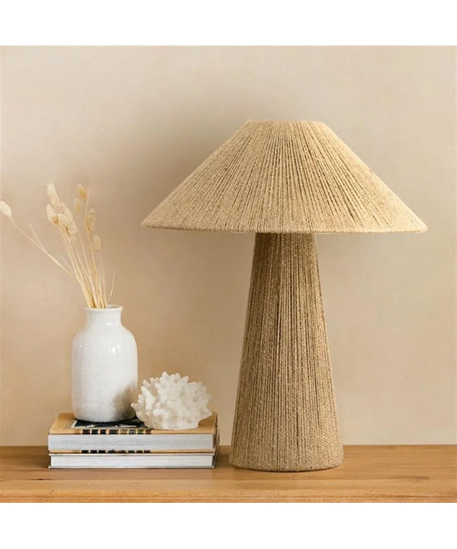 Japanese-style wabi-sabi wind table lamp living room ins bed and breakfast bedroom bedside lamp retro handmade grass weaving