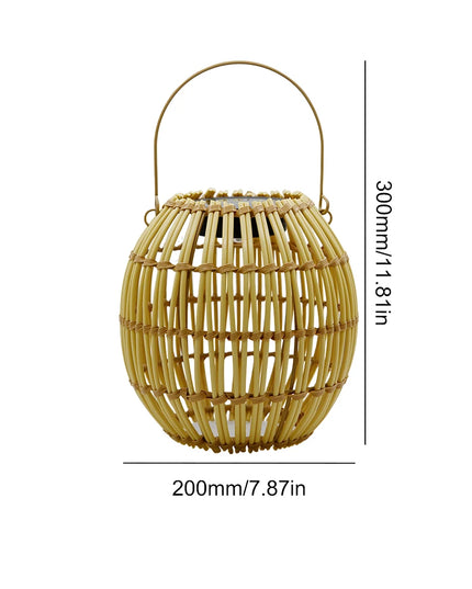 Solar colgante Linterna de ratán Luz solar al aire libre Balcón Lámpara de araña de bambú Atmósfera Lámpara solar tejida Decoración de jardín