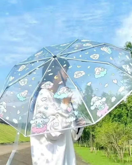 Cartoon Stitch Portable Folding Umbrella Cute Stitch Automatic Transparent Umbrellas Fashion Manual Umbrella Birthday Gift