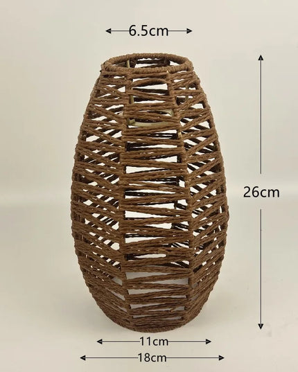 1PC Hand Weave Lampshade Rattan Hanging Lamp Shade Cafe Hotel Light Cover Ceiling Pendant Fixture For Home Restaurant Decors