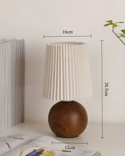Retro LED Table Lamp Bedroom Fabric Pleated USB Study For Home Room Decor Desktop Decorative Ambiance Bedrooms LED Bedside Lamps