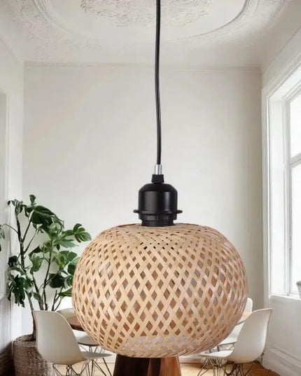 Artisan Rattan Lampshade Pendant Light Bamboo Fixture for Home Dining Area & Restaurant Lighting