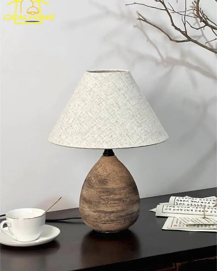 Japanese Wabi-Sabi Ceramic Jar Table Lamp LED E27 Retro Designer Zen Art Decorative Desk Lights Living/Tea Room Bedroom Bedside