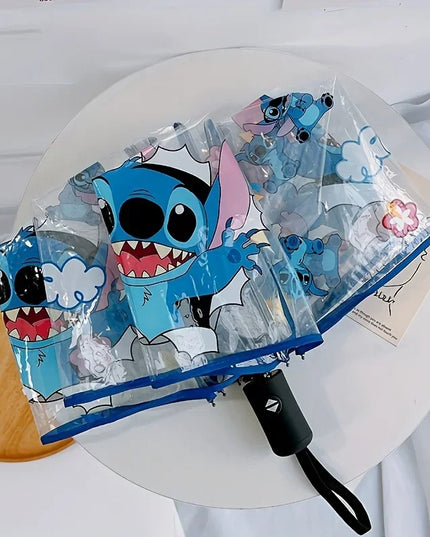 Cartoon Stitch Portable Folding Umbrella Cute Stitch Automatic Transparent Umbrellas Fashion Manual Umbrella Birthday Gift