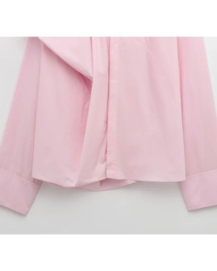 Women Poplin Shirt Spring Long Sleeve Female Shirts Casual Shoulder with Added Volume Pleated Women's Party Shirts & Blouses