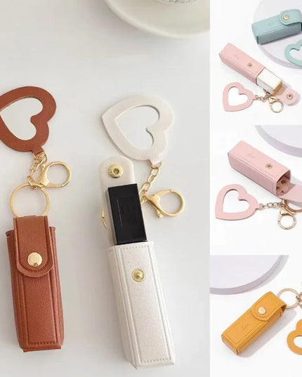 Portable Lipstick Bags Keychain Mini Wallet Storage Bag Key Chain Women Lipsticks Protective Key Ring With Makeup Mirror jewelry