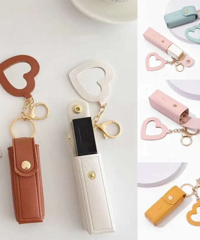 Portable Lipstick Bags Keychain Mini Wallet Storage Bag Key Chain Women Lipsticks Protective Key Ring With Makeup Mirror jewelry
