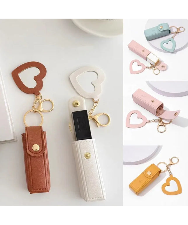 Portable Lipstick Bags Keychain Mini Wallet Storage Bag Key Chain Women Lipsticks Protective Key Ring With Makeup Mirror jewelry