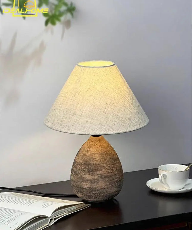 Japanese Wabi-Sabi Ceramic Jar Table Lamp LED E27 Retro Designer Zen Art Decorative Desk Lights Living/Tea Room Bedroom Bedside