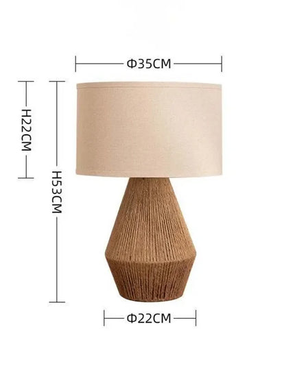 Japanese Wabi-sabi Retro Hand Woven Hemp Rope Table Lamp LED E27 Atmosphere Designer Desk Lights Study Bedside Hotel Homestay