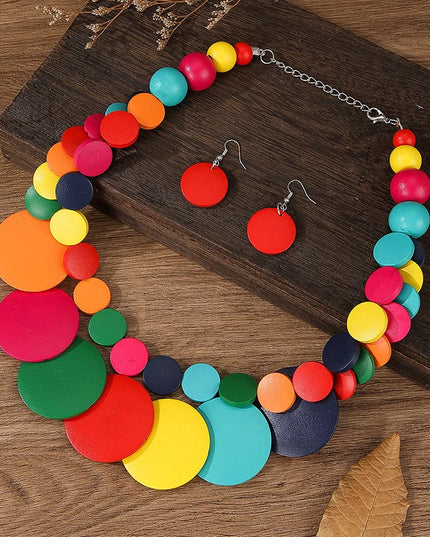 UDDEIN Boho Doublelayer Gran Collar de Madera