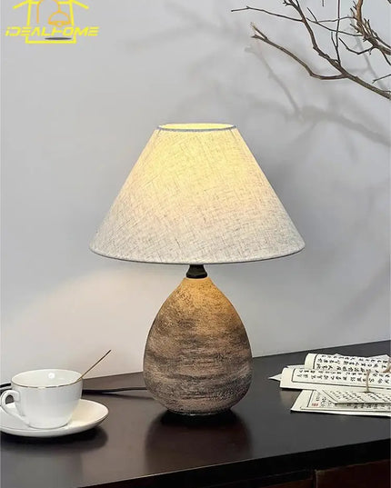 Japanese Wabi-Sabi Ceramic Jar Table Lamp LED E27 Retro Designer Zen Art Decorative Desk Lights Living/Tea Room Bedroom Bedside