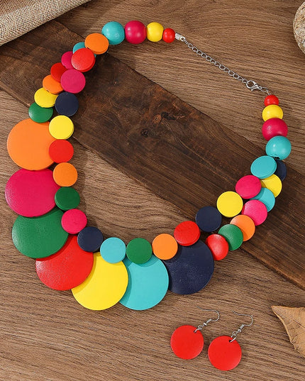 UDDEIN Boho Doublelayer Gran Collar de Madera