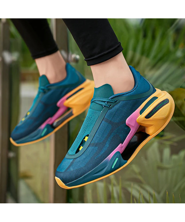 Zapatillas de correr para hombre y mujer, soporte estable con placa de carbono, calzado deportivo de suela gruesa transpirable c