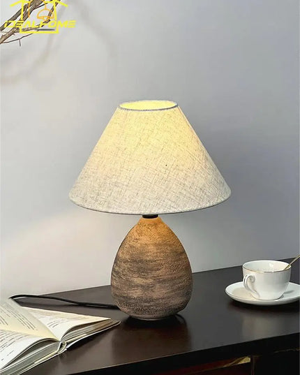 Japanese Wabi-Sabi Ceramic Jar Table Lamp LED E27 Retro Designer Zen Art Decorative Desk Lights Living/Tea Room Bedroom Bedside