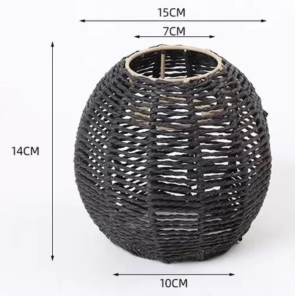 1PC Hand Weave Lampshade Rattan Hanging Lamp Shade Cafe Hotel Light Cover Ceiling Pendant Fixture For Home Restaurant Decors