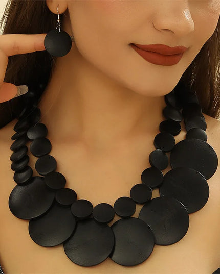 UDDEIN Boho Doublelayer Gran Collar de Madera