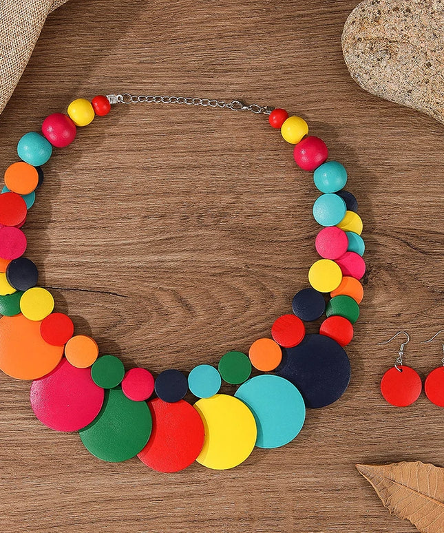 UDDEIN Boho Doublelayer Gran Collar de Madera