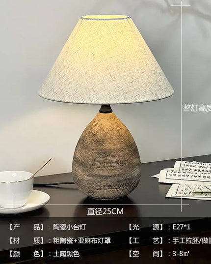 Vintage Japanese Zen Terracotta Jar Table Lamp B&B Hotel Living Room Bedroom Ambient LED Energy Saving Stylish Lighting
