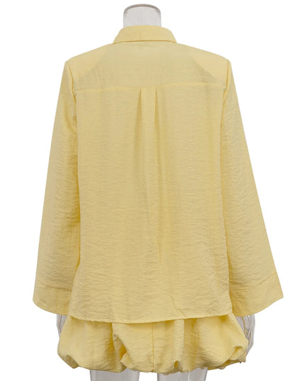 Marthaqiqi Casual Women'S Nightgowns Suit Long Sleeve Nightwear Turn-Down Collar Sleepwear Short Skirt Loose Ladies Pajamas Sets