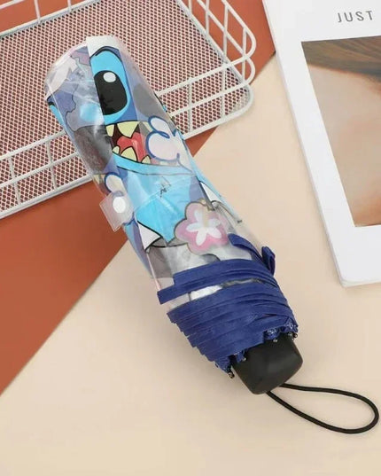 Cartoon Stitch Portable Folding Umbrella Cute Stitch Automatic Transparent Umbrellas Fashion Manual Umbrella Birthday Gift