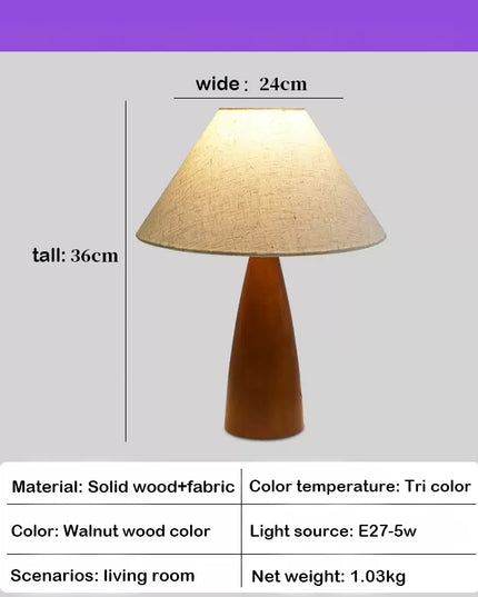 Solid Wood Retro fabric desk lamp Indoor decor Atmosphere Bedroom Bedside living room Tea Room Study Lamp