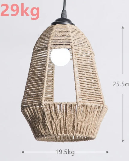 1PC Hand Weave Lampshade Rattan Hanging Lamp Shade Cafe Hotel Light Cover Ceiling Pendant Fixture For Home Restaurant Decors