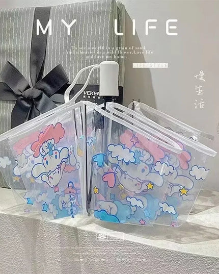Cartoon Stitch Portable Folding Umbrella Cute Stitch Automatic Transparent Umbrellas Fashion Manual Umbrella Birthday Gift