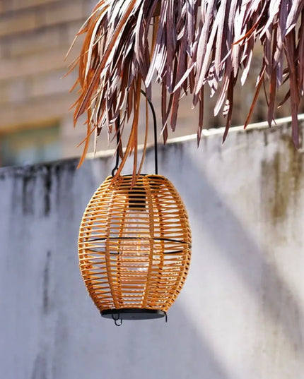 Portable Landscape Solar Imitation Lantern Waterproof Hollowed Yard Lantern Hanging Atmosphere Weave Wind Lamp Outdoor