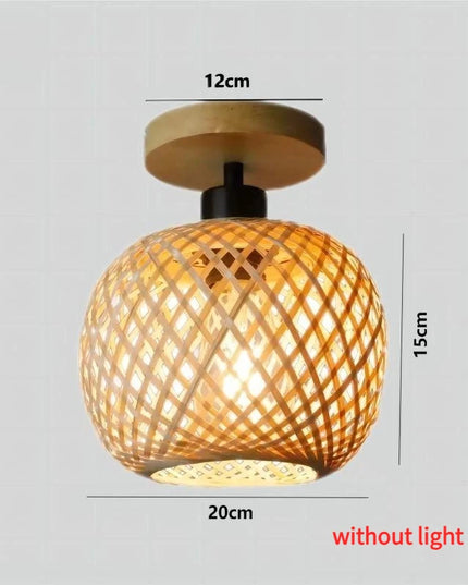 Artisan Rattan Lampshade Pendant Light Bamboo Fixture for Home Dining Area & Restaurant Lighting