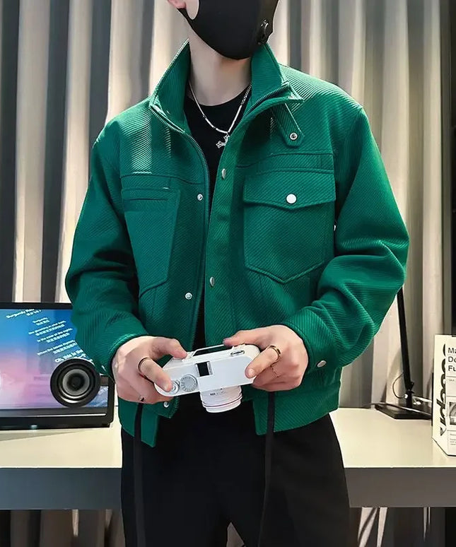 Jacket for Men Short Green Man Coat Cargo New in Y2k Cold High Quality Vintage Joker Luxury Designer Original Brands Cheap Sale