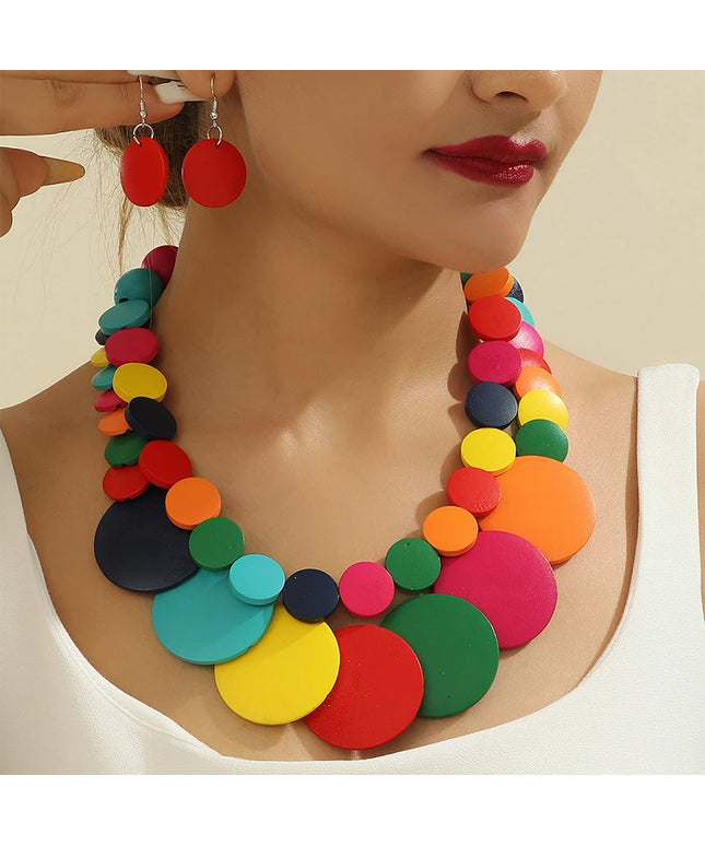 UDDEIN Boho Doublelayer Gran Collar de Madera