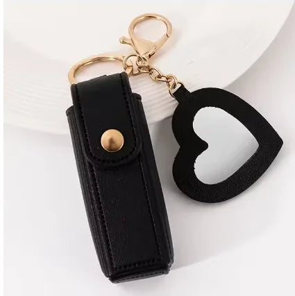 Portable Lipstick Bags Keychain Mini Wallet Storage Bag Key Chain Women Lipsticks Protective Key Ring With Makeup Mirror jewelry