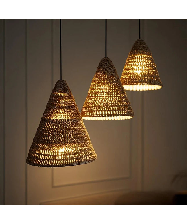 Pantalla de lámpara colgante de cuerda de tejido hecho a mano Estilo bohemio.