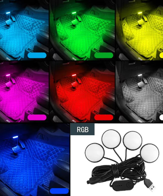 Estilo universal de coche, luz de pie, luz de fondo, decoración de interiores de coche