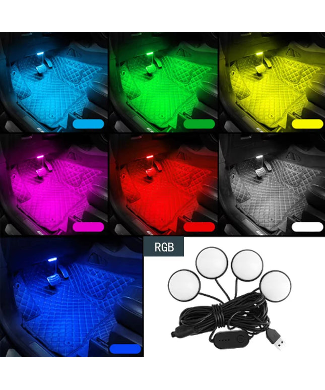 Estilo universal de coche, luz de pie, luz de fondo, decoración de interiores de coche