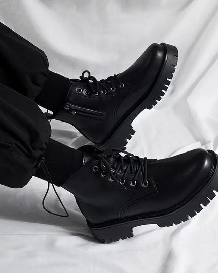 Shoes for Men Leather High-top Men Shoes British Leather High Quality Platform Boots Trend Tooling Mens Shoes Botas Para Hombre