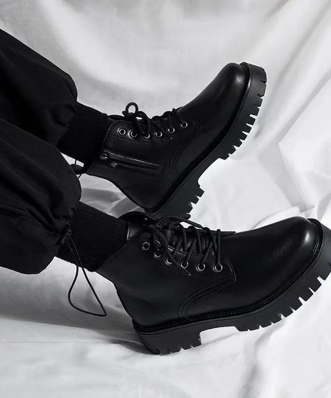 Shoes for Men Leather High-top Men Shoes British Leather High Quality Platform Boots Trend Tooling Mens Shoes Botas Para Hombre