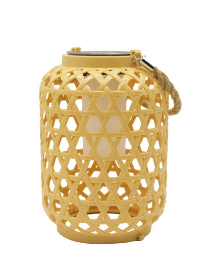 Solar Hanging Lantern Imitation Bamboo Lantern Outdoor Waterproof Plastic Rattan Lantern Courtyard Decoration Garden Light