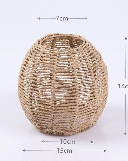 1PC Hand Weave Lampshade Rattan Hanging Lamp Shade Cafe Hotel Light Cover Ceiling Pendant Fixture For Home Restaurant Decors