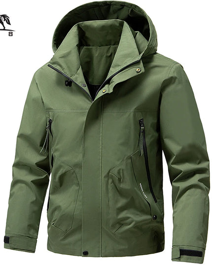 Jacket Mens Spring autumn New men jacket  solid color hooded Jackets casual coat Men's business coats Size M-4XL 5XL Hat detacha