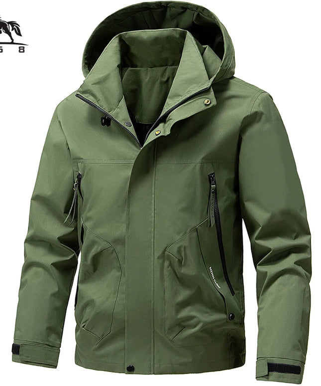 Jacket Mens Spring autumn New men jacket  solid color hooded Jackets casual coat Men's business coats Size M-4XL 5XL Hat detacha