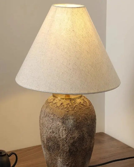 Vintage Japanese Zen Terracotta Jar Table Lamp B&B Hotel Living Room Bedroom Ambient LED Energy Saving Stylish Lighting