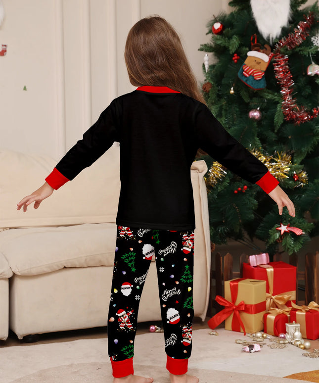 Family Christmas Loungewear Sets - Dancing Santa & Christmas Elements