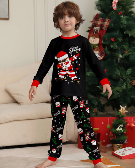 Family Christmas Loungewear Sets - Dancing Santa & Christmas Elements