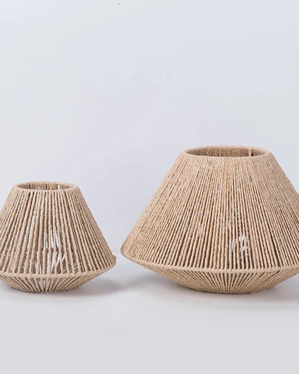 1pc Rattan Lamp Geometric Shade Light Cover Chandelier Hanging Wicker Woven Fixture Rustic Decorative Weave Basket